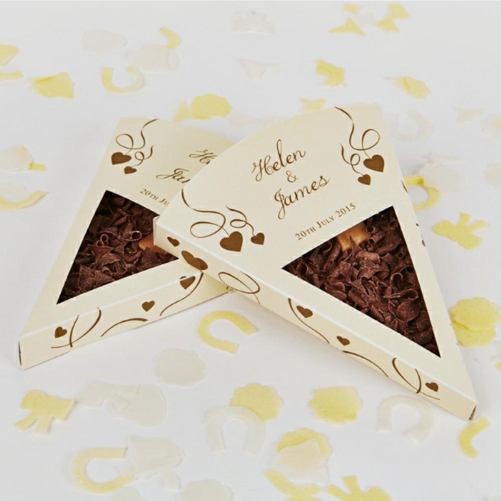 Gold-themed wedding slices